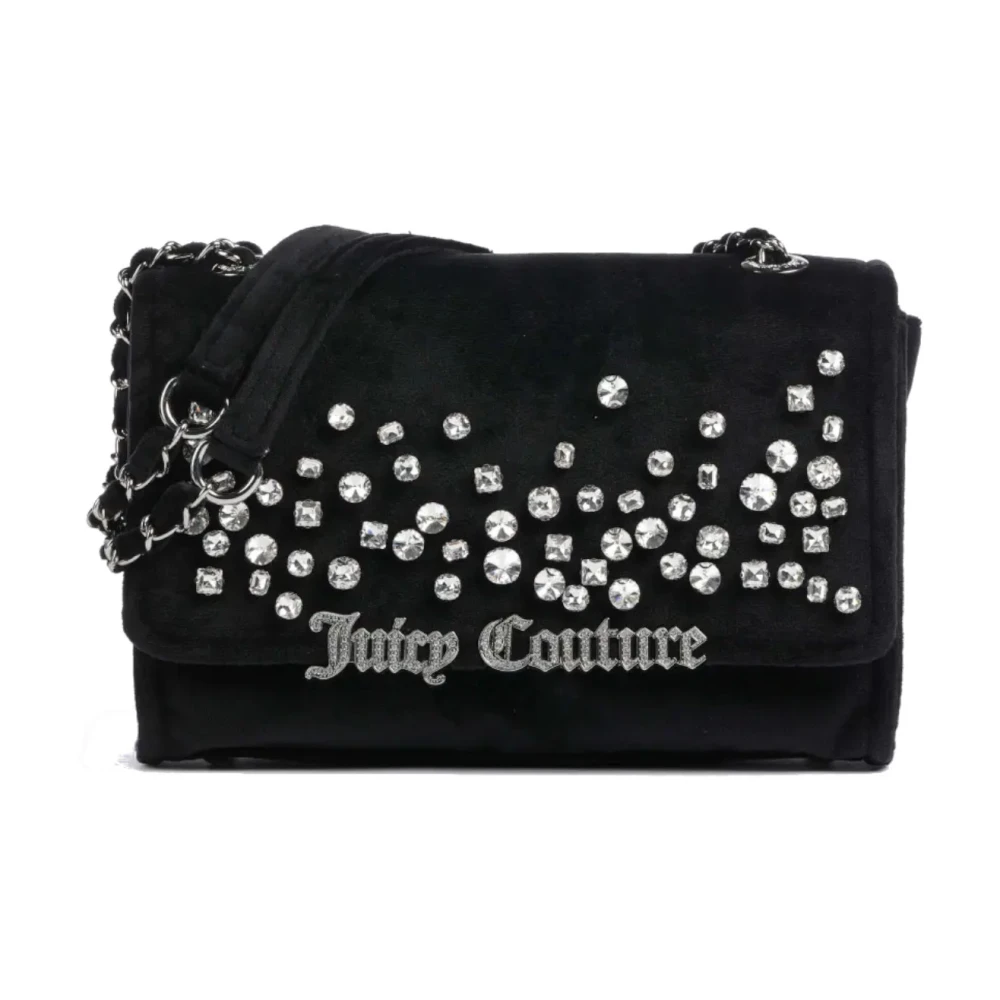 Juicy Couture Svart Axelväska med Strass Logo Black, Dam