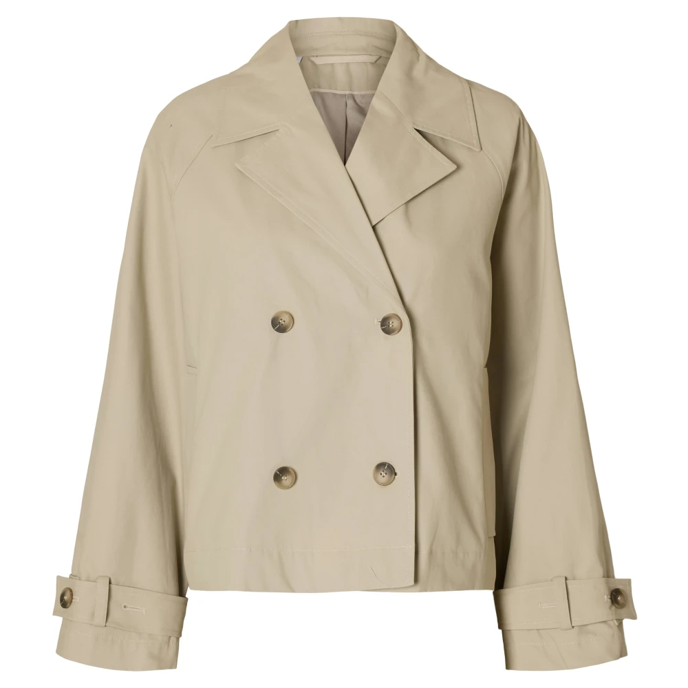 Selected Femme Island Fossil Short Trenchcoat Beige Dames