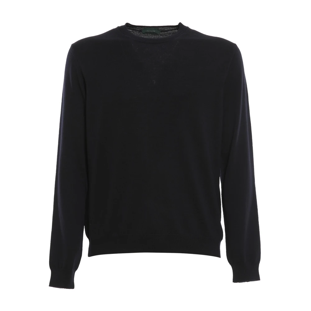 Zanone Ronde hals trui Blue Heren