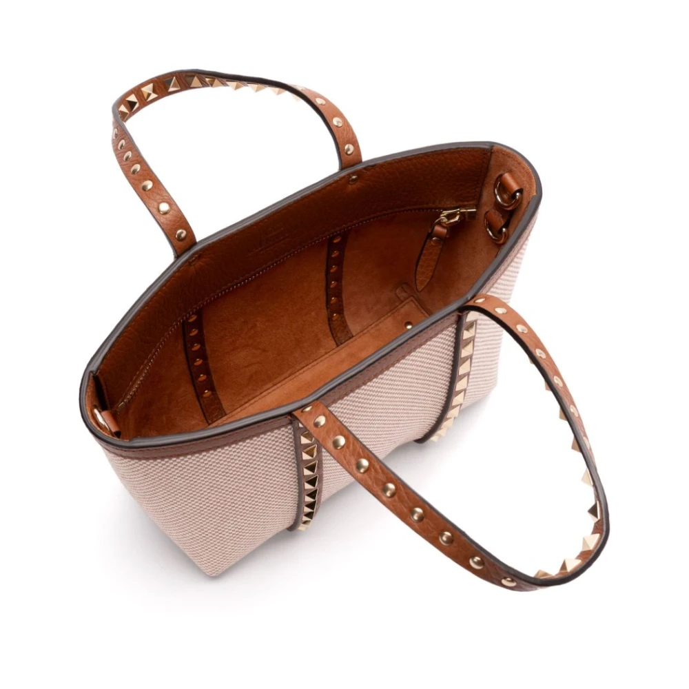 Valentino Garavani Bruine leren schoudertas met studs Brown Dames
