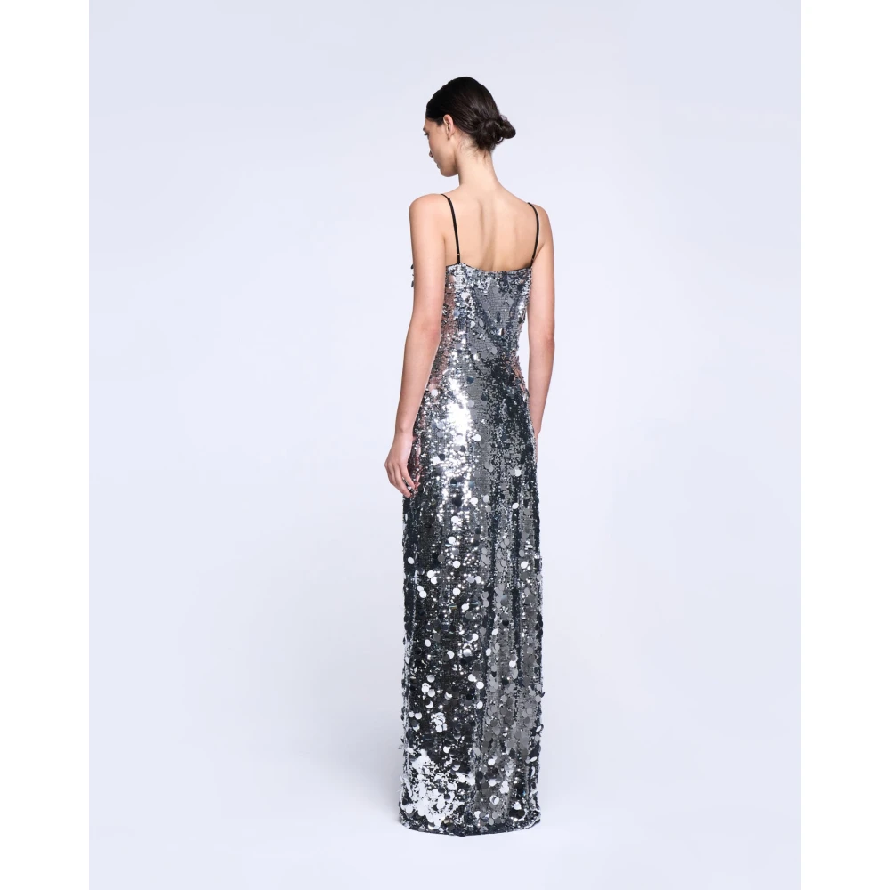 Silvian Heach Paillet Lange Jurk met Hoge Split Gray Dames