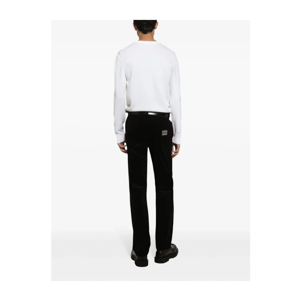 Dolce & Gabbana Fijn Gebreide Logo Trui White Heren