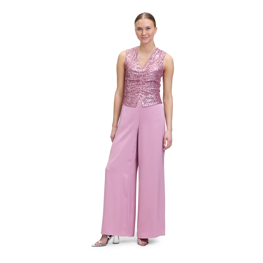 Vera Mont Pailletten V-hals top Pink Dames