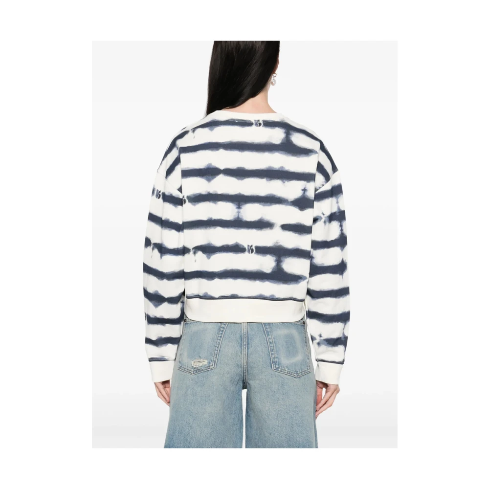 BA&SH Navy Blauw Gestreepte Sweater met Ronde Hals White Dames
