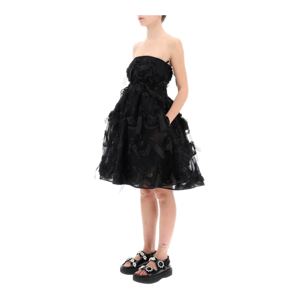 Simone Rocha Tule jurk met strikken en borduurwerk Black Dames