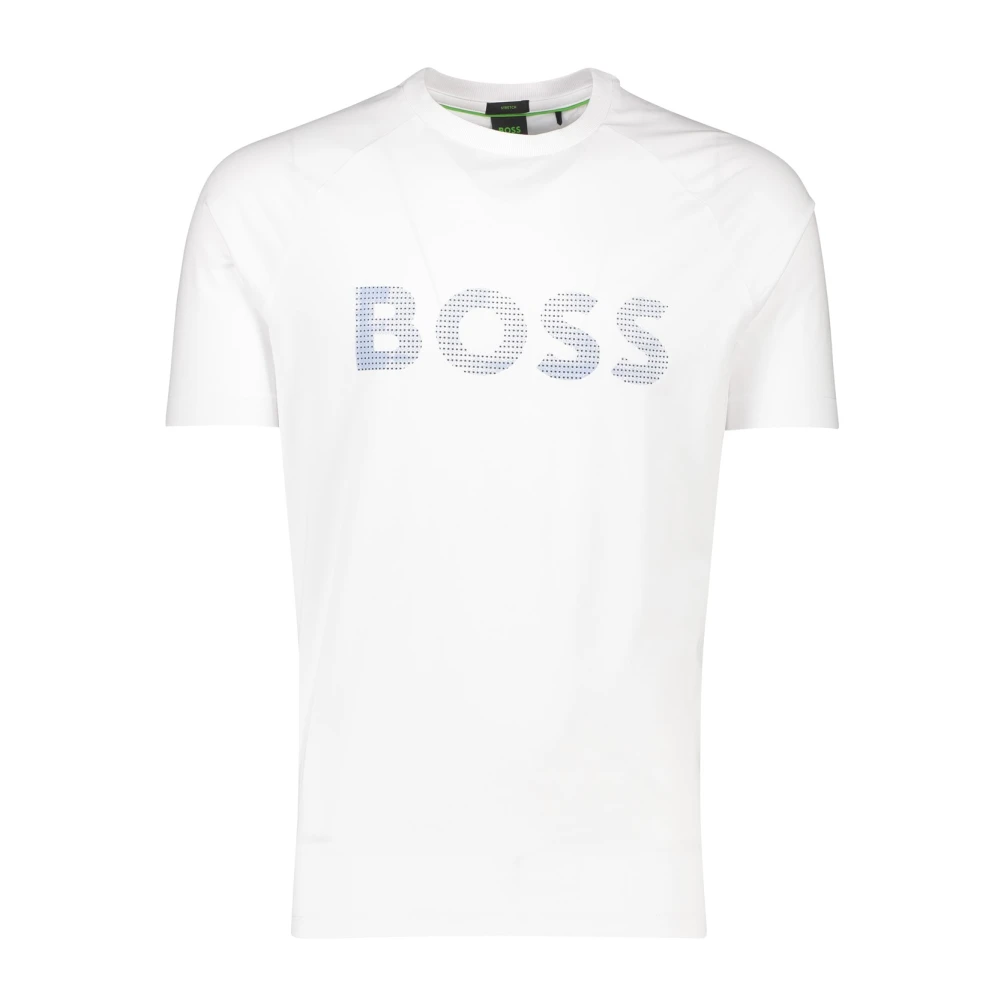 Hugo Boss Wit Groen T-shirt Ronde Hals Katoen White Heren