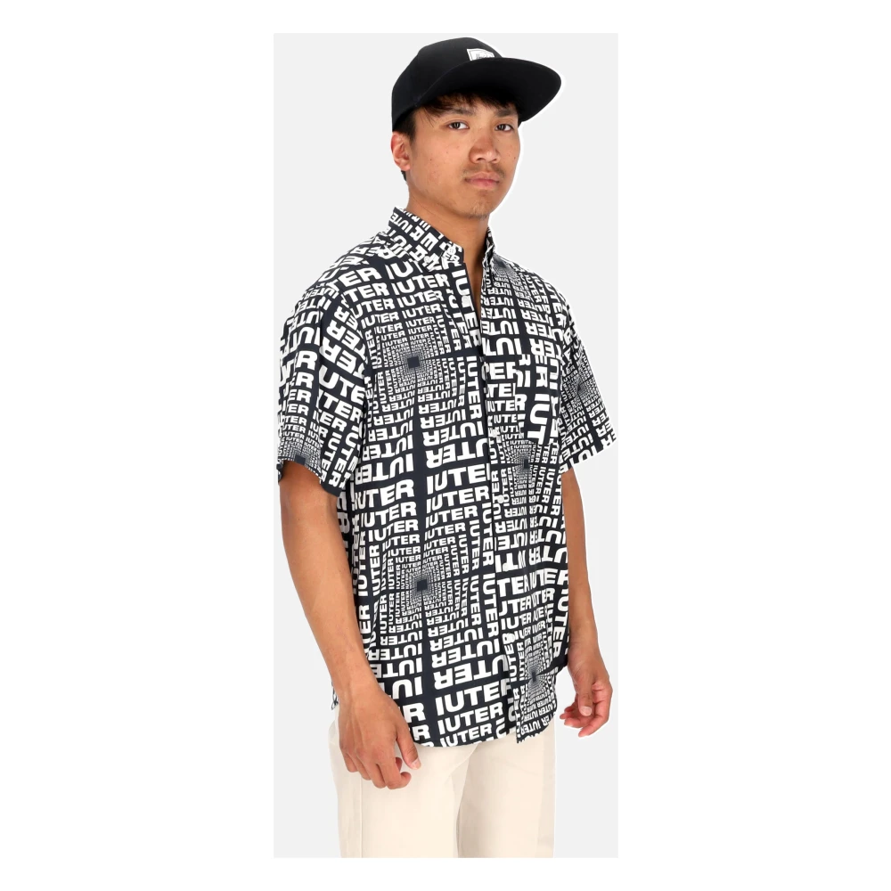 Iuter Zwarte korte mouw knoop shirt Black Heren