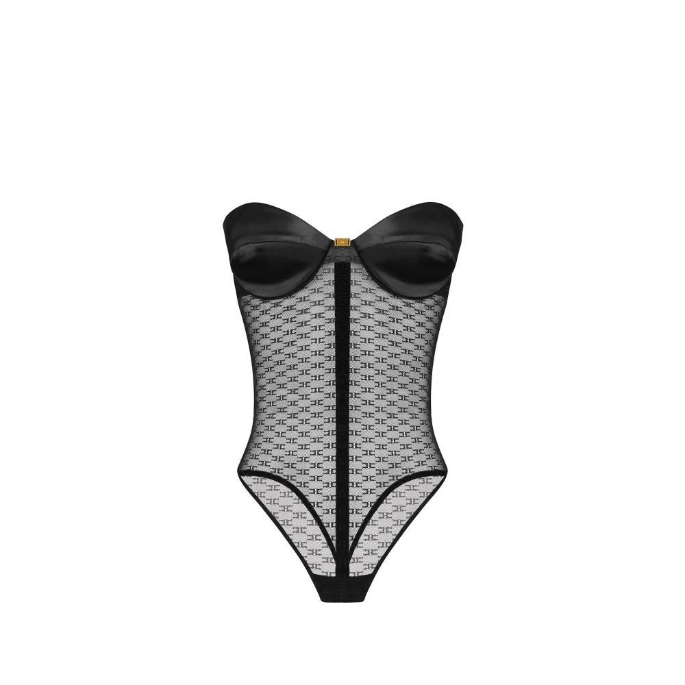 Elisabetta Franchi Women's Black Full-Body, L, Tulle Bodysuit