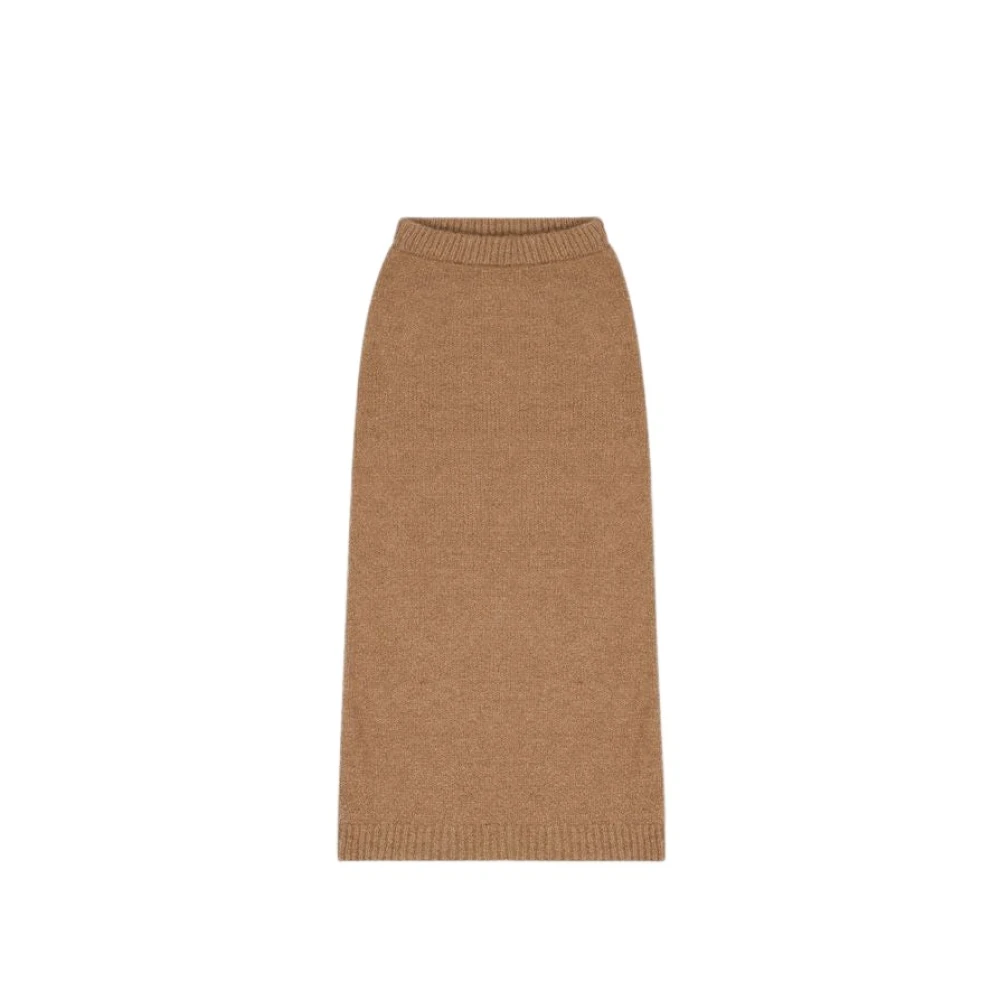 The New Society Gebreide rok met elastische tailleband Brown Dames