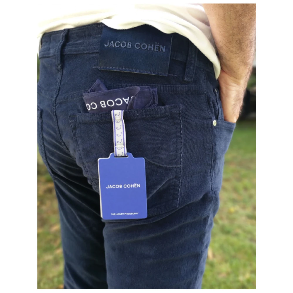 Jacob Cohën Zachte Slim Fit Fluwelen Broek Blue Heren