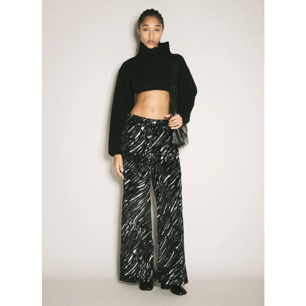 Marni Wollen Turtleneck Cropped Sweater Black Dames