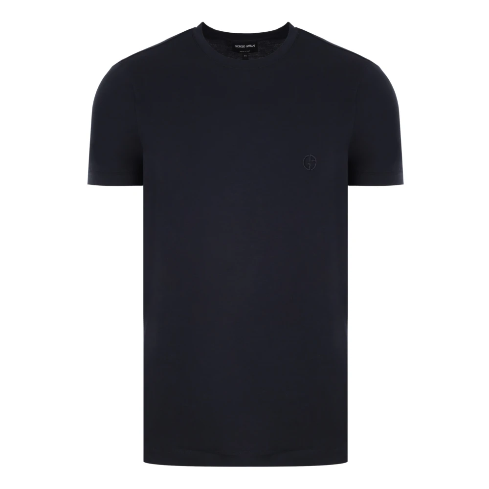 Giorgio Armani Blauw T-shirt met Logo Borduurwerk Blue Heren