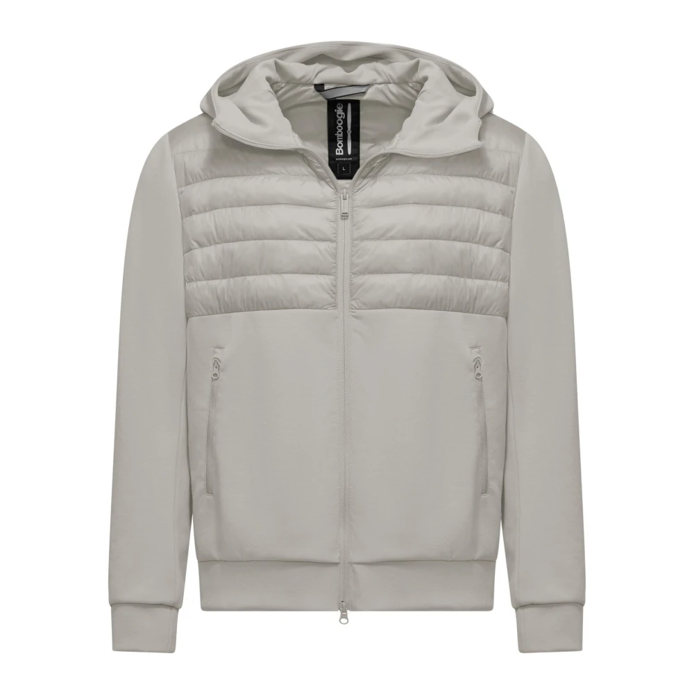 BomBoogie Bi-materiaal nylon en gebreid jack met capuchon Gray Heren