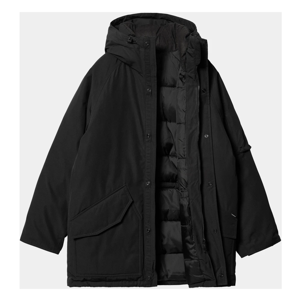 Carhartt WIP Zwarte Waterdichte Parka met Verstelbare Pasvorm Black Heren