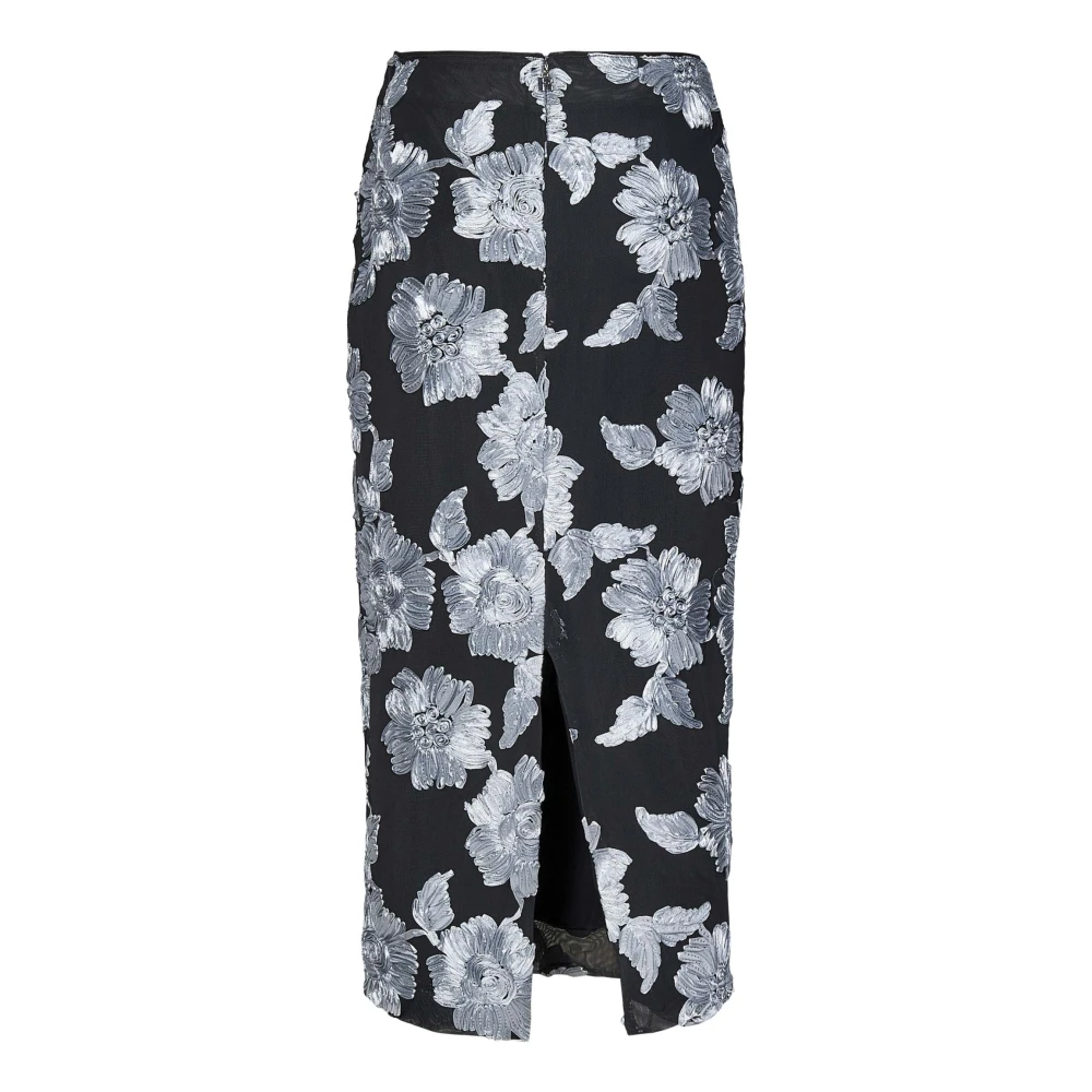 Rotate Birger Christensen Grijze 3D Bloem Geborduurde Rok Multicolor Dames