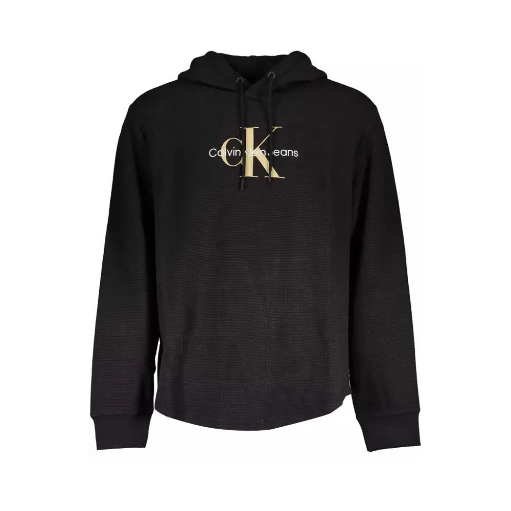 Calvin Klein Men's Black Hoodies, 2XL, Embroidered Hooded Jumper
