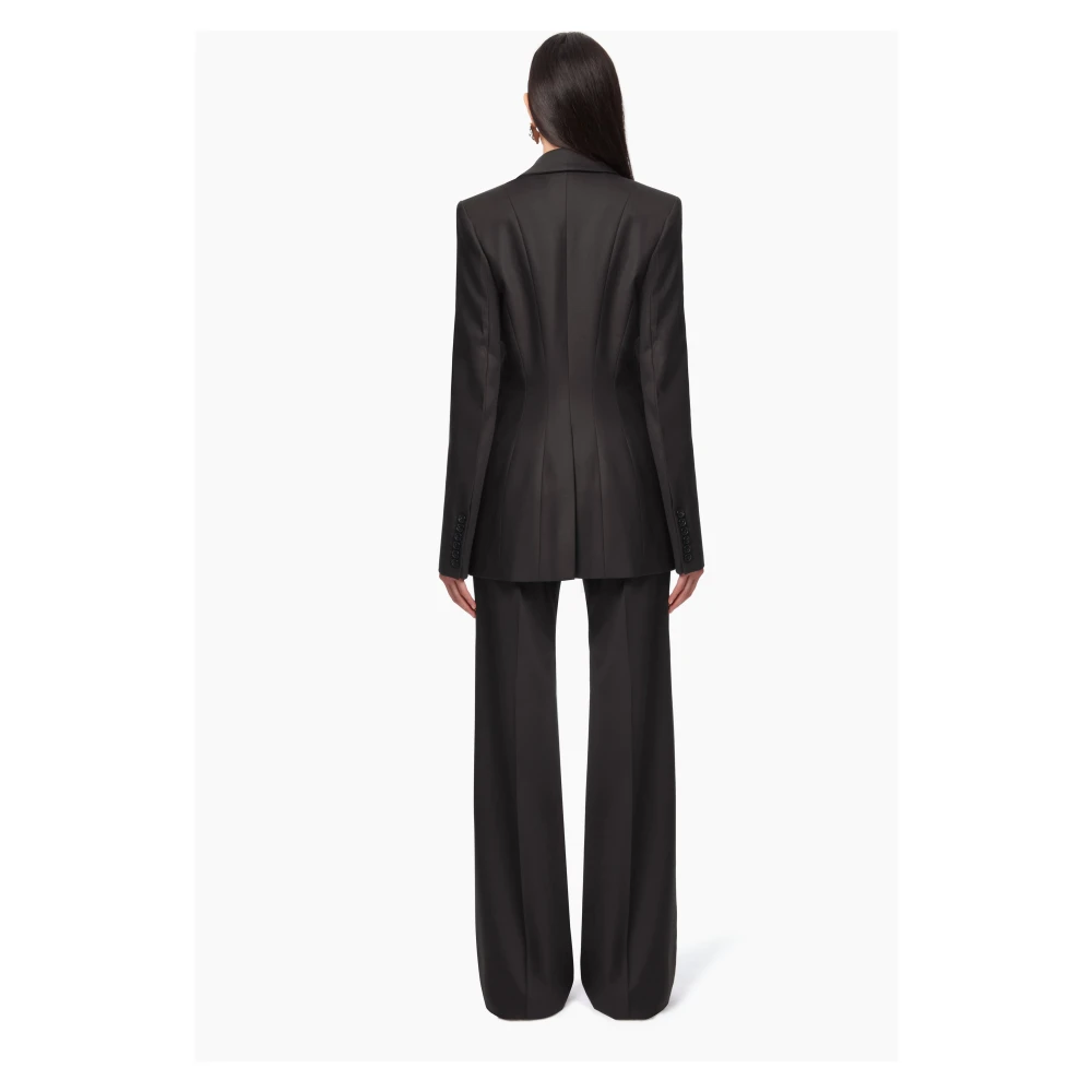 Nina Ricci Zwarte Wide Leg Wool Gabardine Broek Black Dames