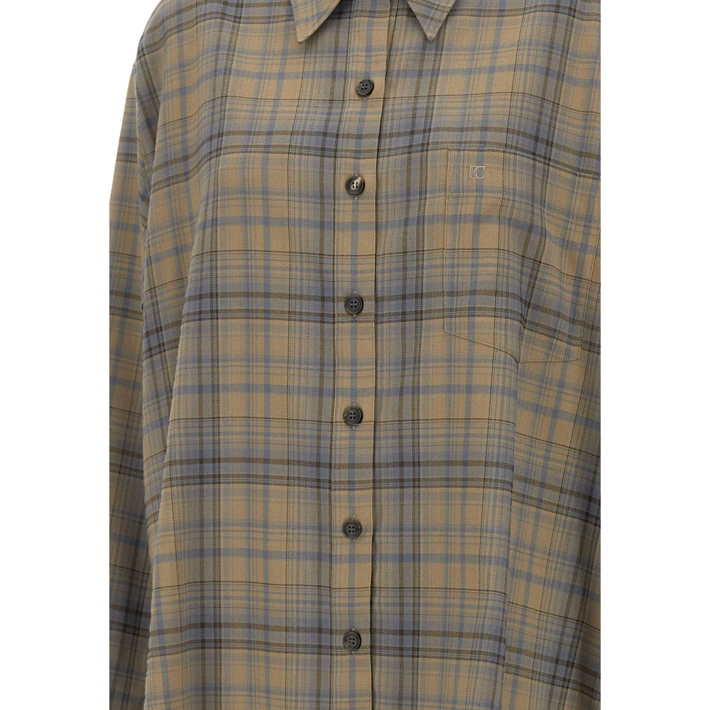 LOW Classic Geruit Patroon Oversized Shirt Beige Dames