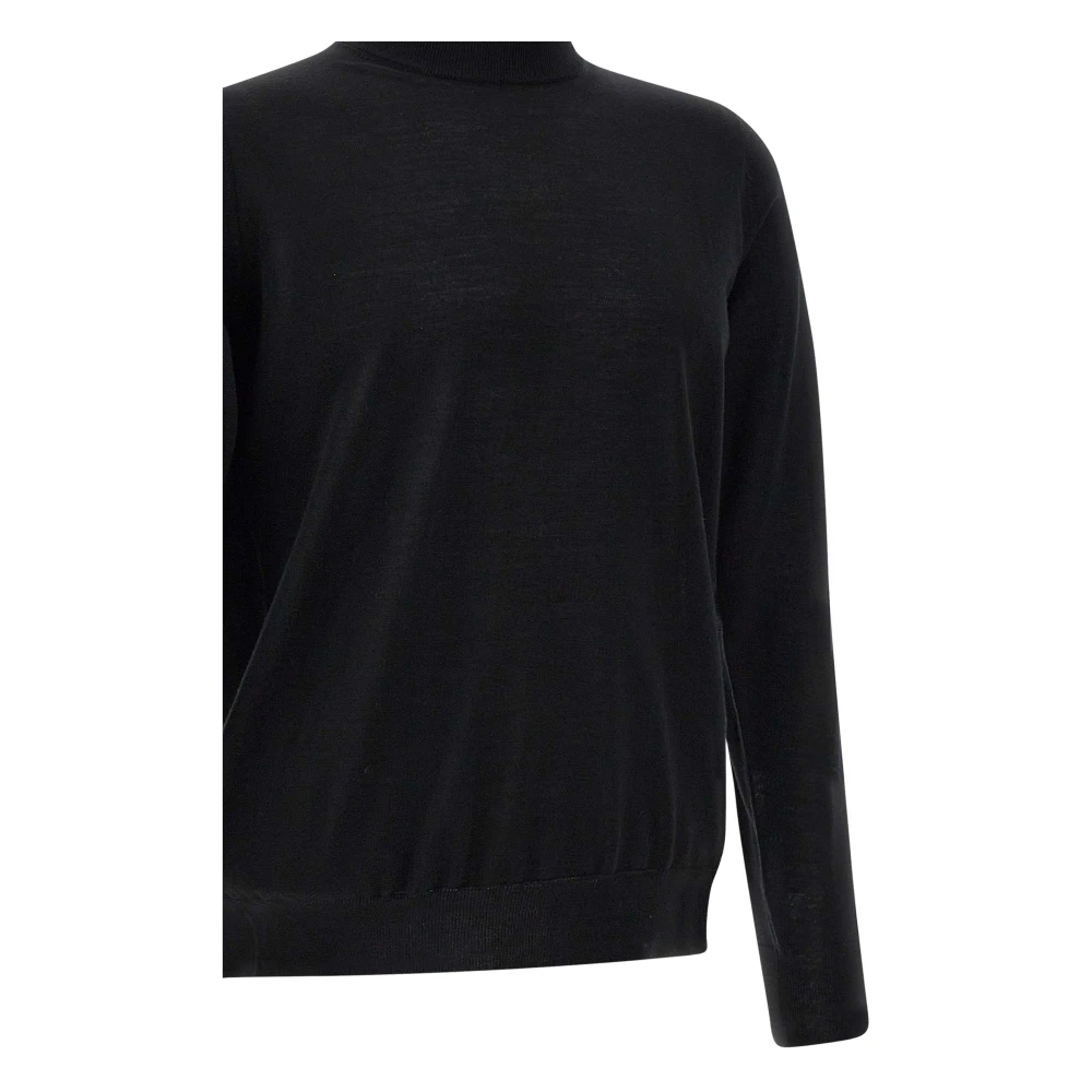 Filippo De Laurentiis Merino Wol Trui Zwart Mock Neck Black Heren