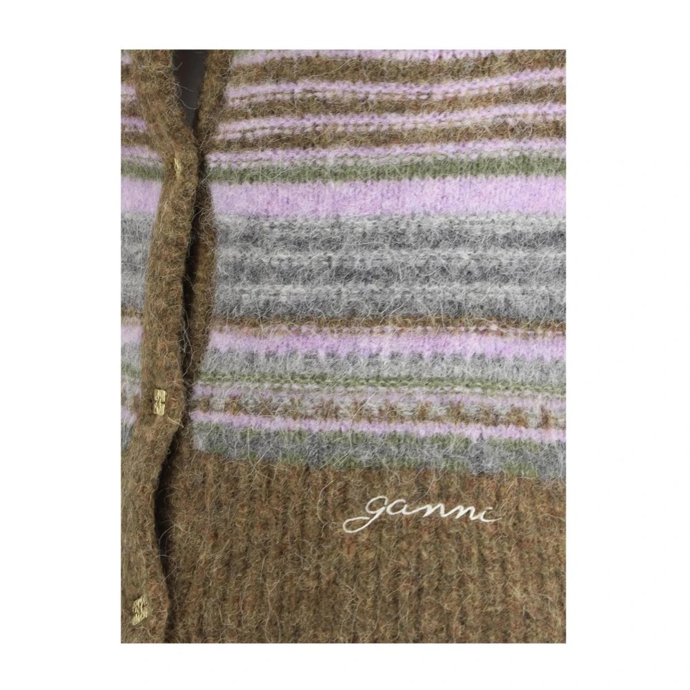 Ganni Gestreepte Merinowol V-hals Vest Multicolor Dames