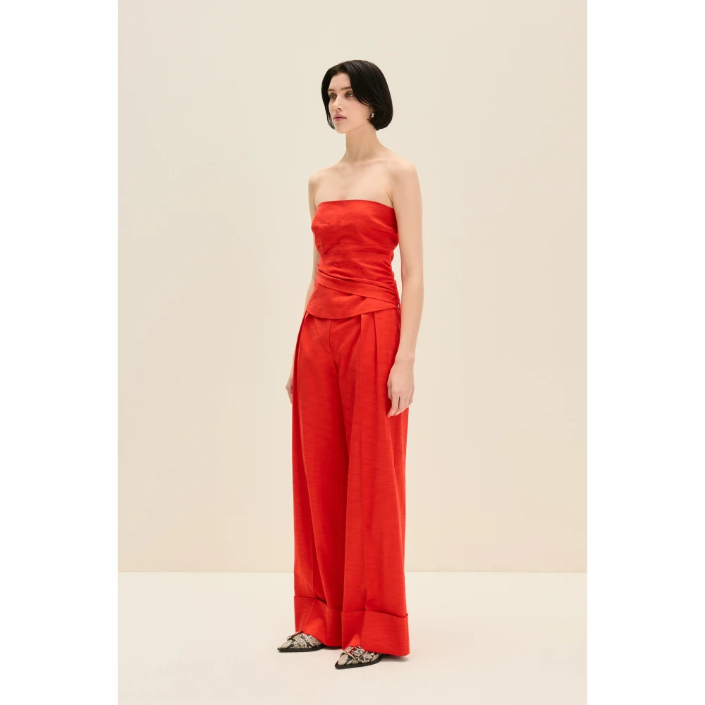 Jaaf Kersenrode Gedrapeerde Detail Korset Top Red Dames