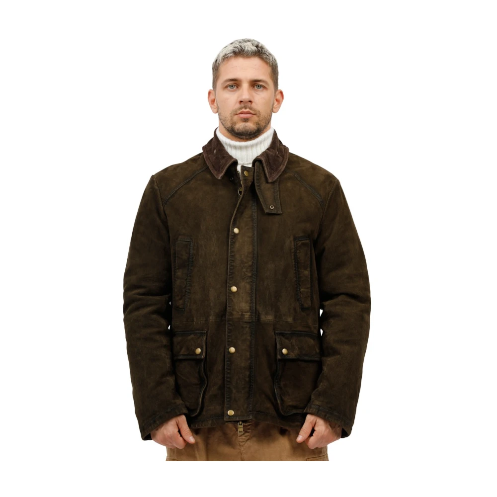 The Jack Leathers Suède Jachtjas met Fluweel Kraag Brown Heren