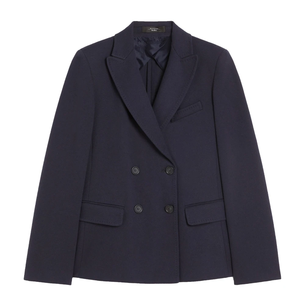 Max Mara Weekend Blauwe Funghi Jacquard Blazer Blue Dames