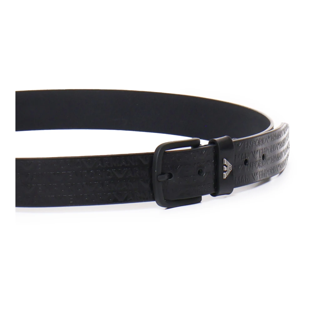 Emporio Armani Zwart logo riem met verstelbare sluiting Black Heren