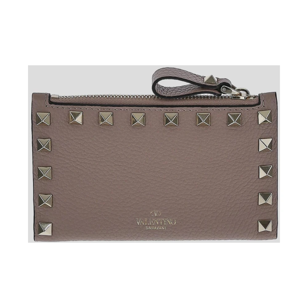 Valentino Garavani Leren Logo Portemonnee Beige Dames