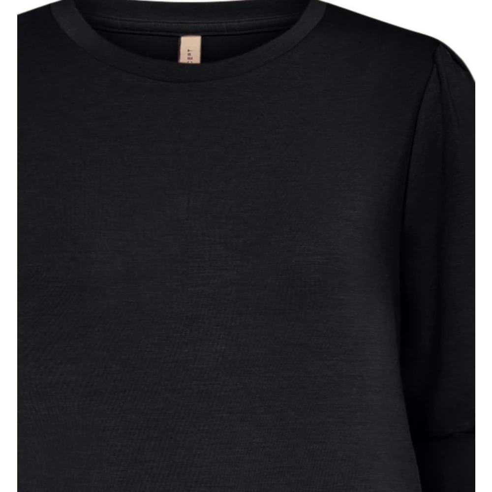 Soyaconcept Zwarte Comfortabele Trui met Korte Mouwen Black Dames