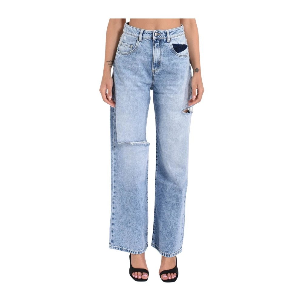 Icon Denim Women's Blue Straight Fit Jeans, W23, Wide Leg Poppy Model Jeans