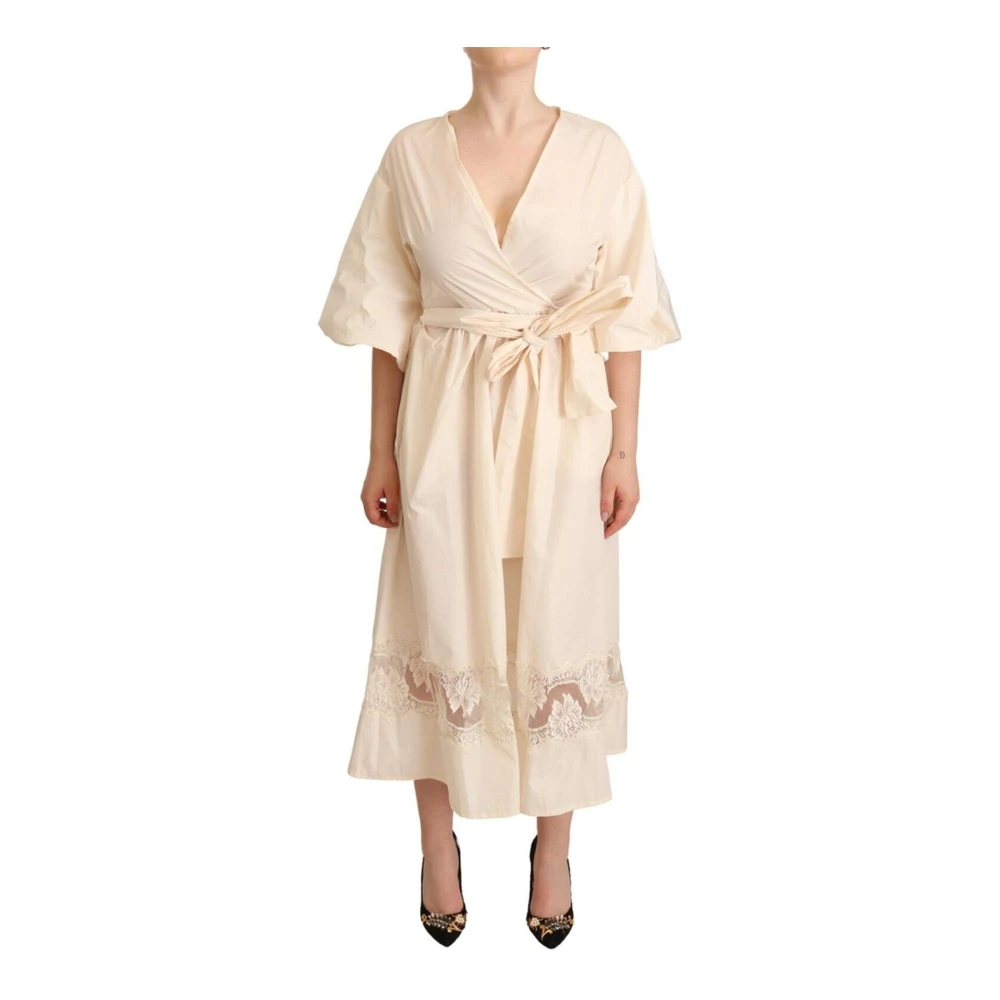 Pink Memories Elegante witte maxi wikkeljurk White Dames