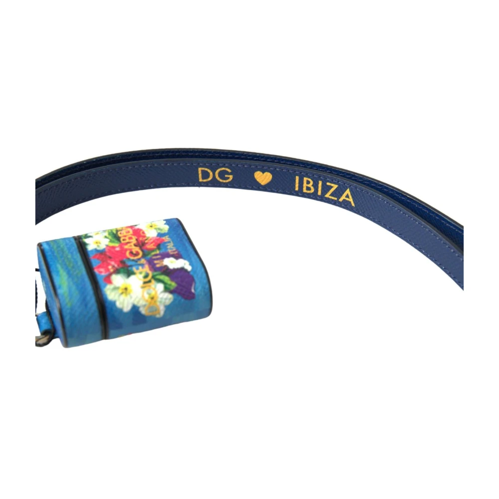 Dolce & Gabbana Blauw Bloemen Leren Airpods Hoesje Multicolor Unisex