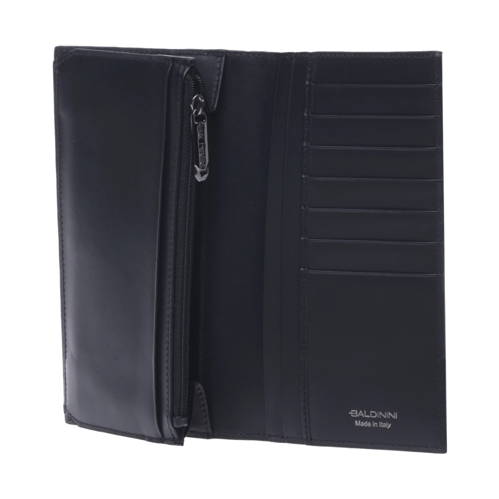 Baldinini Document holder in black quilted leather with monogram Black Heren