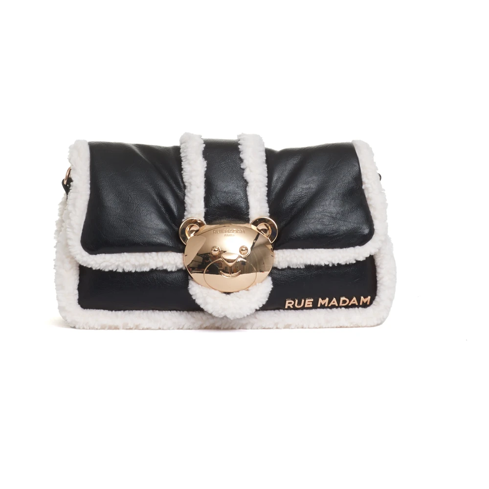 Rue Madam Zwarte Teddybeer Eco Bont Tas Black Dames