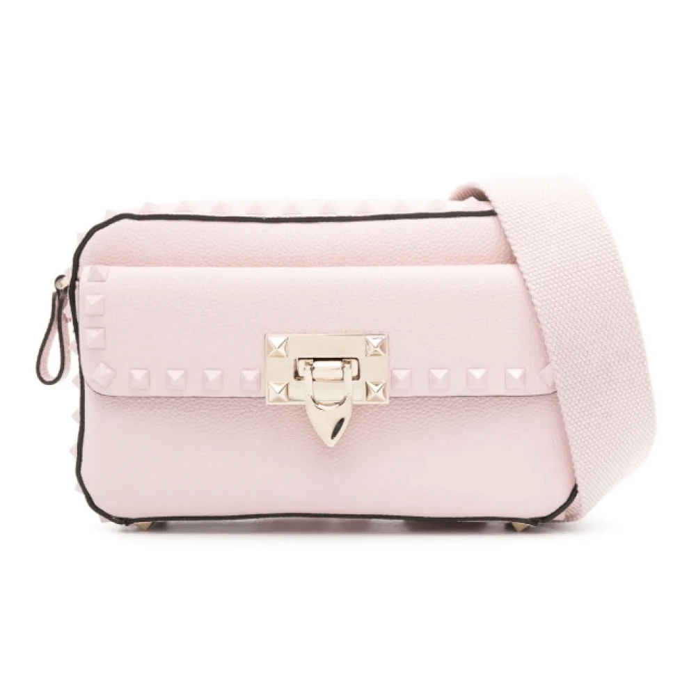 Pink Rockstud Læder Crossbody Taske