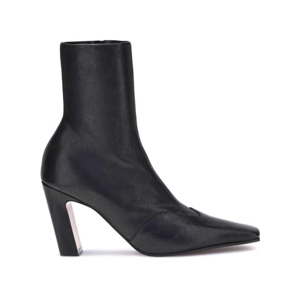 Khaite Women's Black Heeled Boots, 5 1/2 Uk, Geometric Heel Ankle Boots