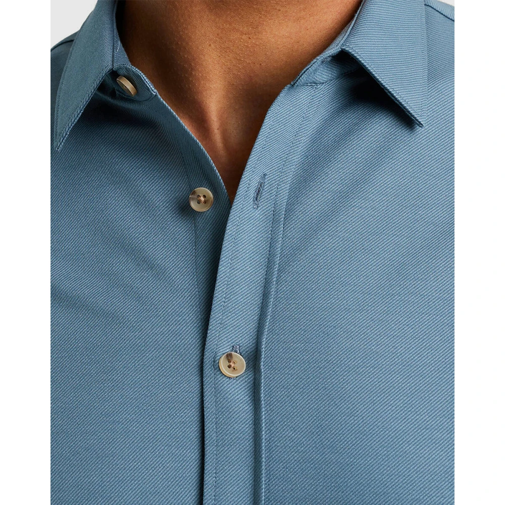 Cast Iron Lange Mouw Twill Jersey Shirt Blue Heren