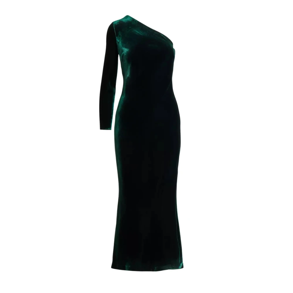 Ralph Lauren Fluwelen een-schouder jurk Green Dames