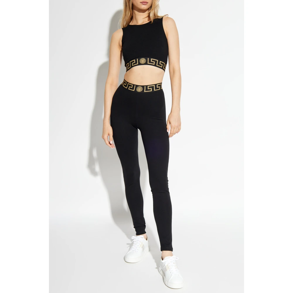 Versace Leggings met logo Black Dames