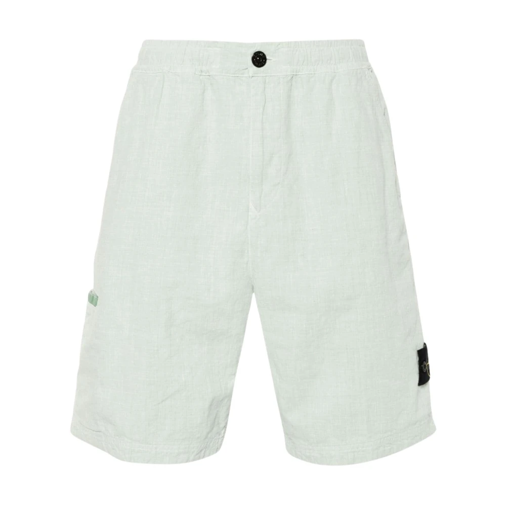 Stone Island Linnen Nylon Bermuda Shorts Comfort Fit Green Heren