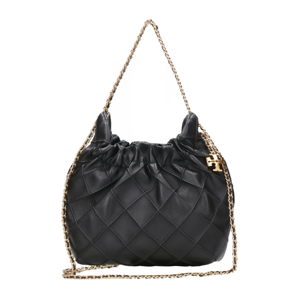 TORY BURCH Zwarte Nappa Gewatteerde Schoudertas Black Dames