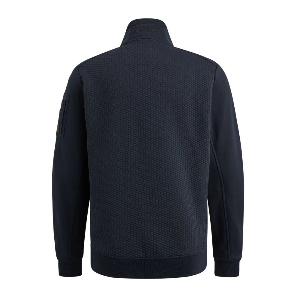 PME Legend Vest- PME ZIP Jacket Jacquard Interlock Sweat Blue Heren