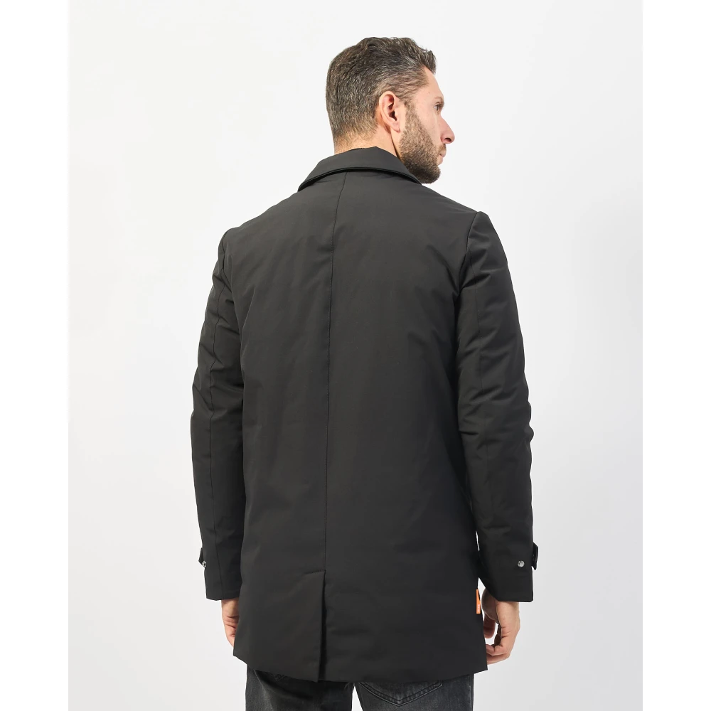 Suns Zwarte jas met ritssluiting en overhemdkraag Black Heren