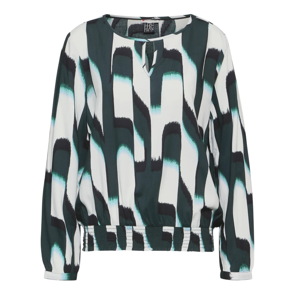 Street One Groene Abstracte Print Blouse met Lange Mouwen Multicolor Dames