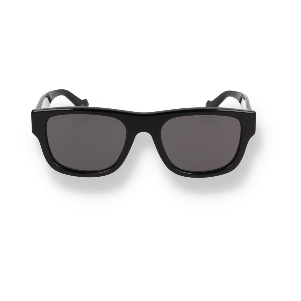 Gucci Minimalistische vierkante zonnebril met grijze lenzen Black Heren