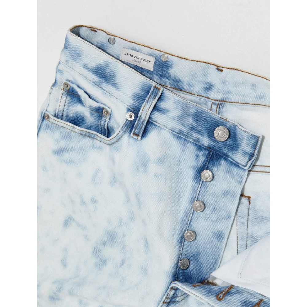 Dries Van Noten Blauwe Denim Lichtgewassen Katoen Blue Heren