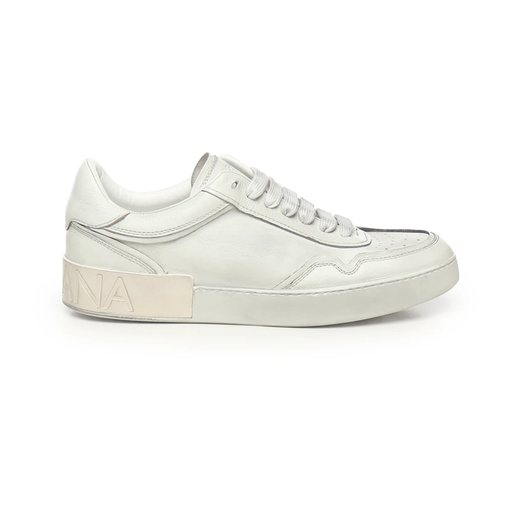 Dolce & Gabbana Witte leren sneakers met logodetails Heren Schoenen