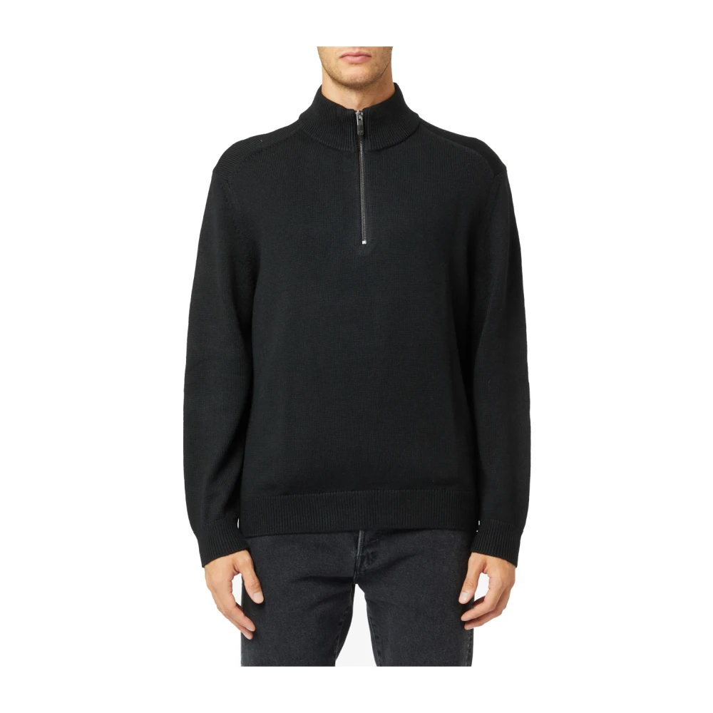 Armani Exchange Zwarte Trui met Halve Rits Black Heren
