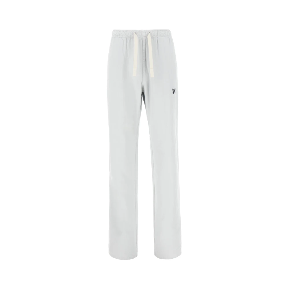 Palm Angels Men's Blue Monogram Embroidered Drawstring Trousers - Sweatpants - Xs - Trousers